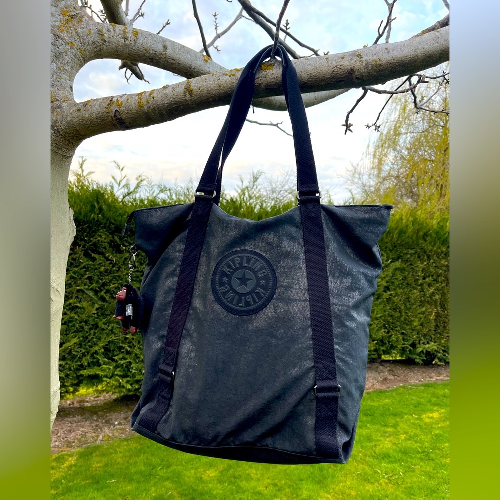 Kipling Black Shiny Tote - Picture 1 of 6